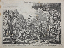 Load image into Gallery viewer, Francis Barlow, after. Stagg Hunting. Etching by Wenceslaus Hollar. C. 1671.
