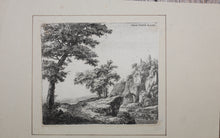 Load image into Gallery viewer, Antonie Waterloo. A river with rocky banks. Etching. 1640-1690.
