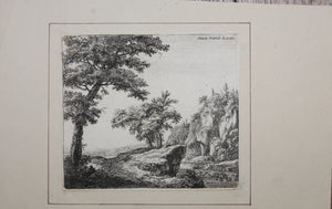 Antonie Waterloo. A river with rocky banks. Etching. 1640-1690.