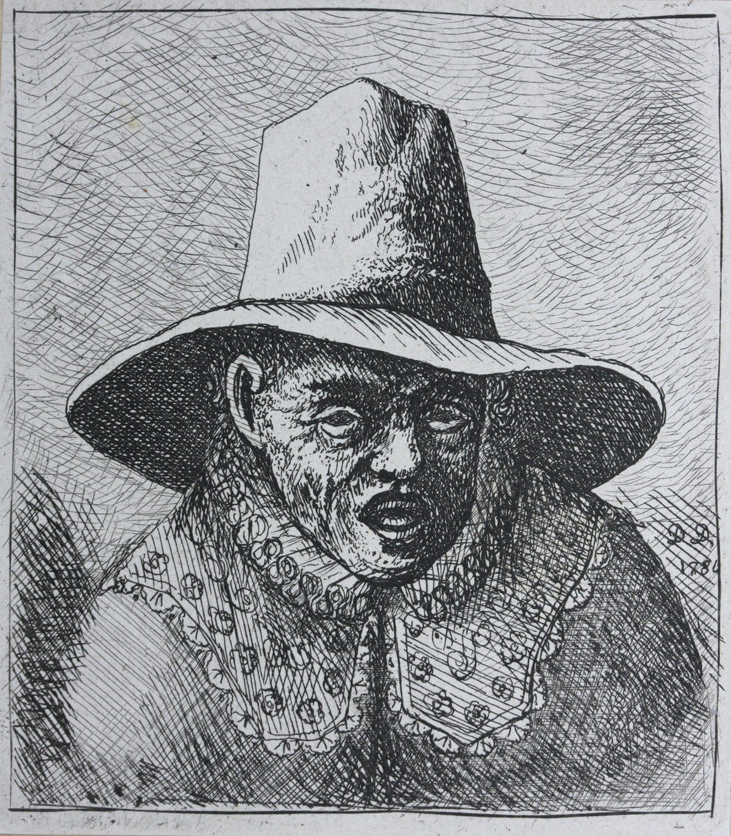 David Deuchar. Bust of a man wearing a wide-brimmed hat. Etching. C. 1782-1803.