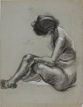 Load image into Gallery viewer, Unknown American Artist. Seated Female Nude. Charcoal and chalk. XX C.
