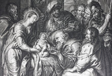 Load image into Gallery viewer, Peter Paul Rubens, after. Theodoor Galle, after. The Adoration of the Magi. Engraving. Circa 1614-1650.
