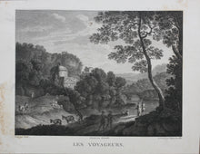 Load image into Gallery viewer, Jan Both, after. M. Lacombe, after. Les Voyageurs. Engraving by François Nicolas Barthélemy Dequevauviller, Late XVIII C.
