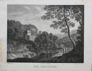 Jan Both, after. M. Lacombe, after. Les Voyageurs. Engraving by François Nicolas Barthélemy Dequevauviller, Late XVIII C.