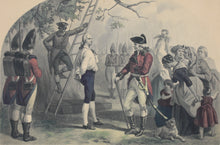 Load image into Gallery viewer, Felix O.C. Darley, after. Last words of Captain Nathan Hale, the hero martyr of the American Revolution. Engraving by Alexander Hay Ritchie. 1858.
