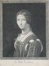 Load image into Gallery viewer, Leonardo Da Vinci, after. La Belle Ferronnière. Engraving by Lacroix. XIX C.
