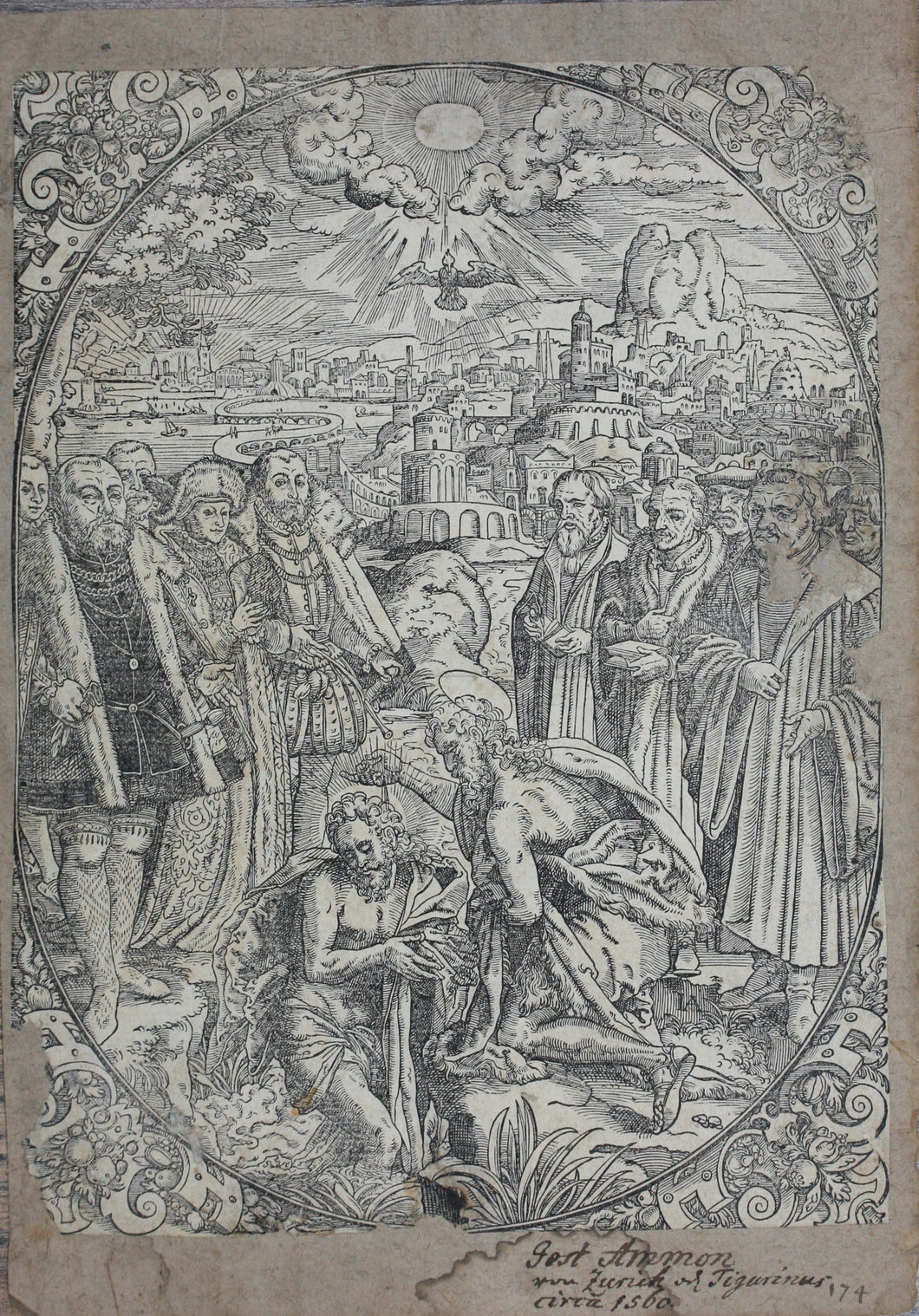 Tobias Stimmer (possibly), after. Baptism of Christ. Woodcut by Jost Amman. C. 1560.