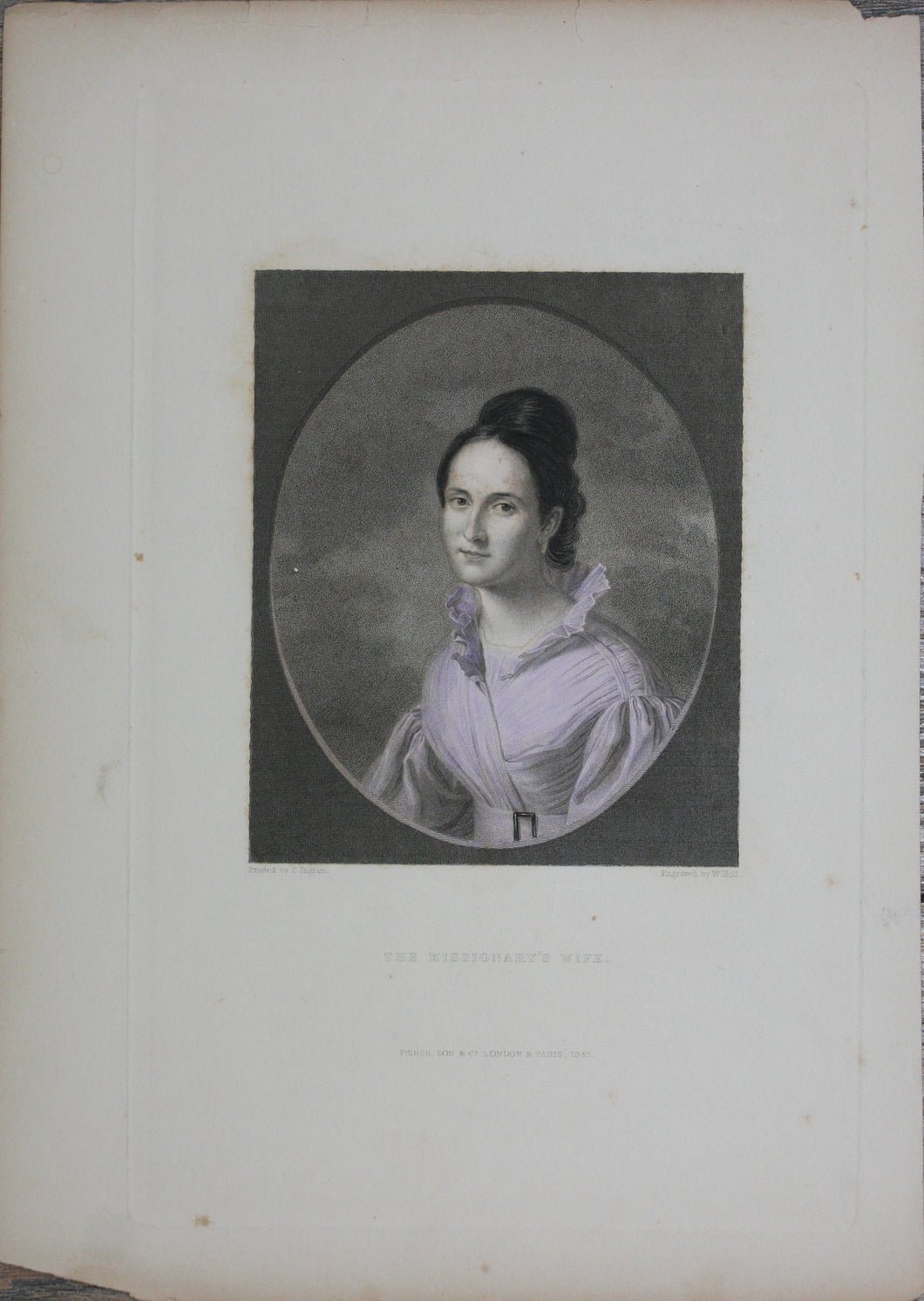 C. Ingram, after. Portrait of Harriet Bradford Stewart.  Engraving by William Holl the Younger. 1845.
