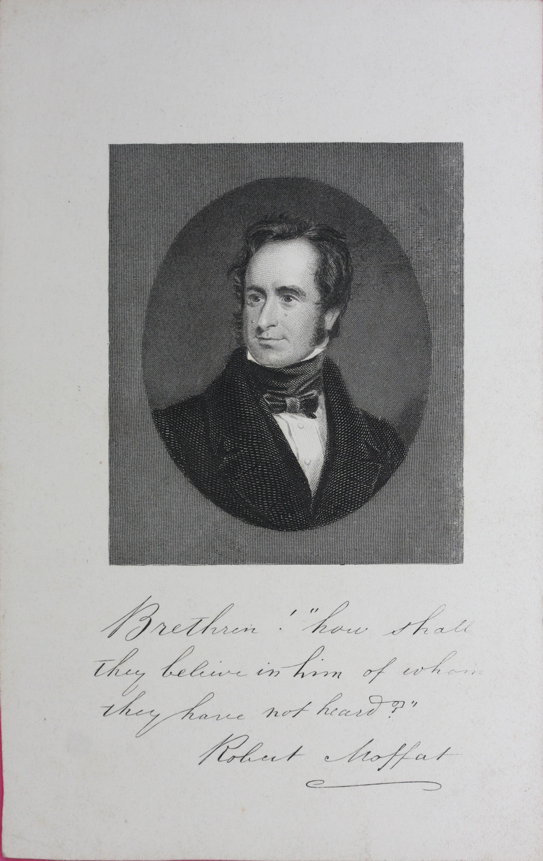 George Baxter, after. Portrait of Reverend Robert Moffat. Engraving. Mid XIX C.