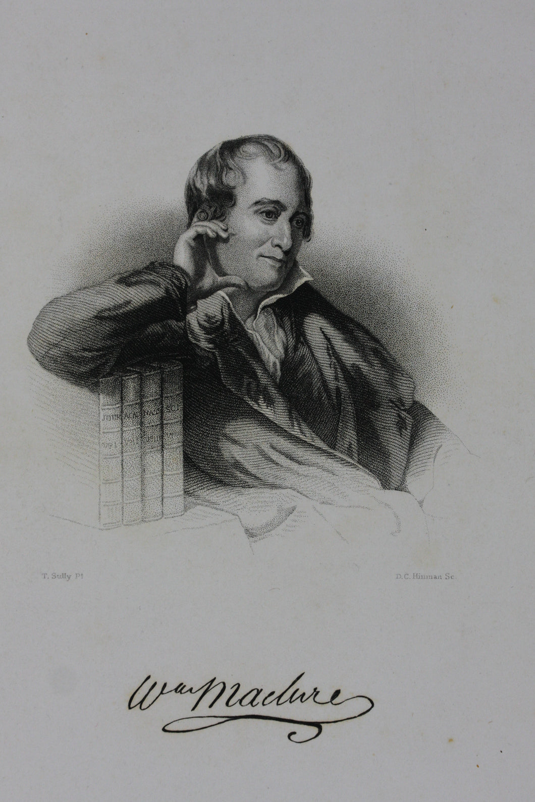 Thomas Sully, after. Portrait of William Maclure. Engraving by David C. Hinman. Mid XIX C.
