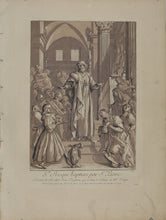 Load image into Gallery viewer, Giovanni Baglione, after. St. Prisca baptised by St Peter. Etching by Paul Ponce Antoine Robert de Séri. 1742.
