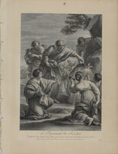Load image into Gallery viewer, Giovanni Francesco Romanelli, after. The Striking of the Rock. Engraving by Jean Baptiste Haussard. 1742.
