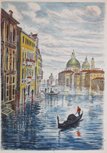 Load image into Gallery viewer, Béla Sziklay. Venice, Grand Canal with Santa Maria della Salute. Hand-colored etching. Mid XX C.
