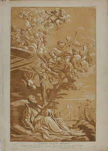 Lodovico Gimignani, after. Death of St Francis Xavier. Etching by Anne Claude Philippe de Tubières, Comte de Caylus. 1742.