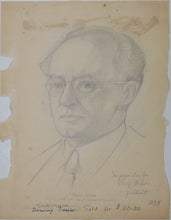 Load image into Gallery viewer, John Middleton Freeman. Portrait of Herr Mohr, associate professor of German at the University of Virginia. Graphite drawing. 1938.
