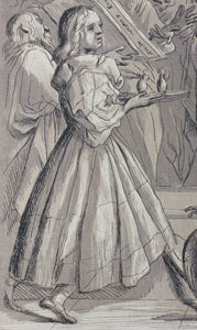 Giovanni Baglione, after. St. Prisca baptised by St Peter. Etching by Paul Ponce Antoine Robert de Séri. 1742.
