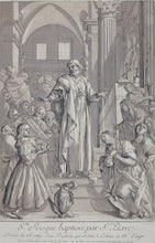 Load image into Gallery viewer, Giovanni Baglione, after. St. Prisca baptised by St Peter. Etching by Paul Ponce Antoine Robert de Séri. 1742.
