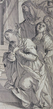 Load image into Gallery viewer, Giovanni Baglione, after. St. Prisca baptised by St Peter. Etching by Paul Ponce Antoine Robert de Séri. 1742.
