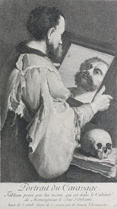 Portrait of Michelangelo Merisi da Caravaggio. Etching by Henri Simon Thomassin. 1742.