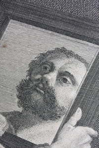 Portrait of Michelangelo Merisi da Caravaggio. Etching by Henri Simon Thomassin. 1742.