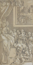 Load image into Gallery viewer, Federico Zuccaro, after. Emperor Henry IV at the Feet of Pope Gregory VII. Engraving by Anne Claude Philippe de Tubières, Comte de Caylus. 1742.
