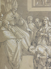 Load image into Gallery viewer, Federico Zuccaro, after. Emperor Henry IV at the Feet of Pope Gregory VII. Engraving by Anne Claude Philippe de Tubières, Comte de Caylus. 1742.
