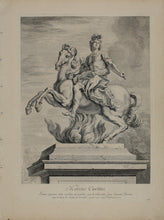 Load image into Gallery viewer, Giovanni Lorenzo Bernini, after. StatueMarcus Curtius. Etching by Louis Desplaces. 1742.
