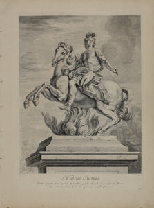 Giovanni Lorenzo Bernini, after. StatueMarcus Curtius. Etching by Louis Desplaces. 1742.