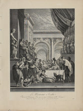 Load image into Gallery viewer, Domenico Fetti, after. Rich man and Lazarus. Engraving by Jean Baptiste Haussard. 1742.
