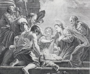 Domenico Fetti, after. Adoration of the shepherds. Engraving by Simon François Ravenet I. 1742