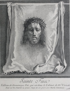 Domenico Fetti, after. Holy Face. Engraving by Charles Simonneau. 1742.