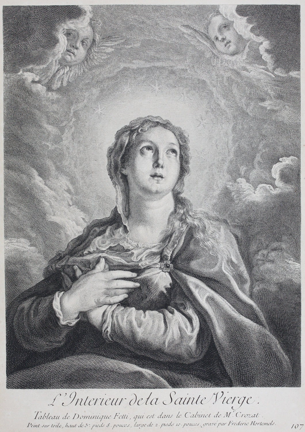 Domenico Fetti, after. The Interior of the Blessed Virgin. Engraving by Frédéric Horthemels. 1742.