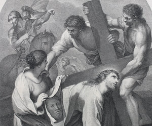Andrea Sacchi, after. Carrying the Cross. Engraving by Simon Vallée. 1742.
