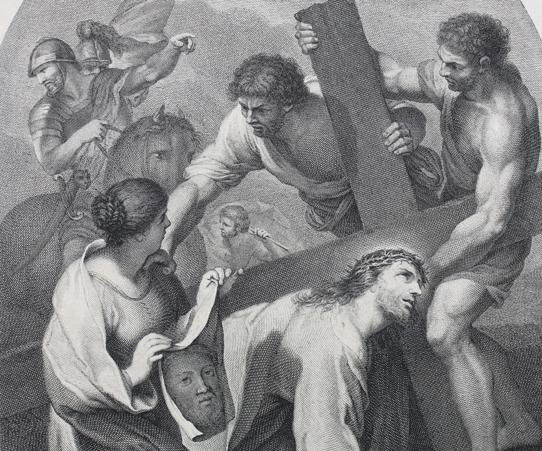 Andrea Sacchi, after. Carrying the Cross. Engraving by Simon Vallée. 1742.