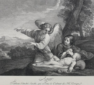 Andrea Sacchi, after. Hagar. Engraving by Charles Simonneau. 1742.