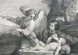 Andrea Sacchi, after. Hagar. Engraving by Charles Simonneau. 1742.