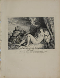 Titian, after. Danae. Engraving by Louis Desplaces. 1742.