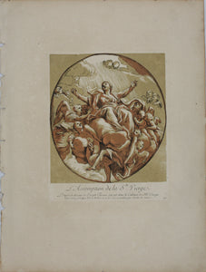 Giuseppe Passeri, after. Assumption of the Virgin. Engraving by Paul Ponce Antoine Robert de Séri. 1742.