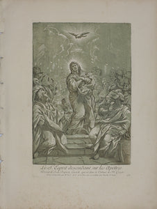 Giovanni Battista Lenardi, after. The Pentecost. Engraving by Anne Claude de Caylus. 1742.