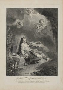 Benedetto Luti, after. Saint Magdalene penitent. Engraving by Nicolas Beauvais. 1742.