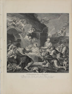 Carlo Maratti, after. The adoration of the shepherds. Engraving by Jean de Poilly. 1742.