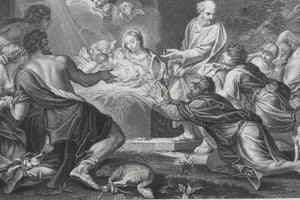 Carlo Maratti, after. The adoration of the shepherds. Engraving by Jean de Poilly. 1742.