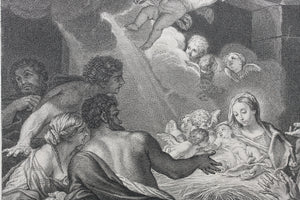 Carlo Maratti, after. The adoration of the shepherds. Engraving by Jean de Poilly. 1742.