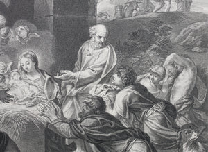 Carlo Maratti, after. The adoration of the shepherds. Engraving by Jean de Poilly. 1742.