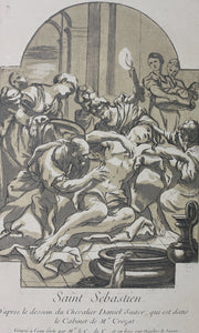 Daniel Seiter, after. Death of St Sebastian. Engraving by Anne Claude de Caylus. 1742.