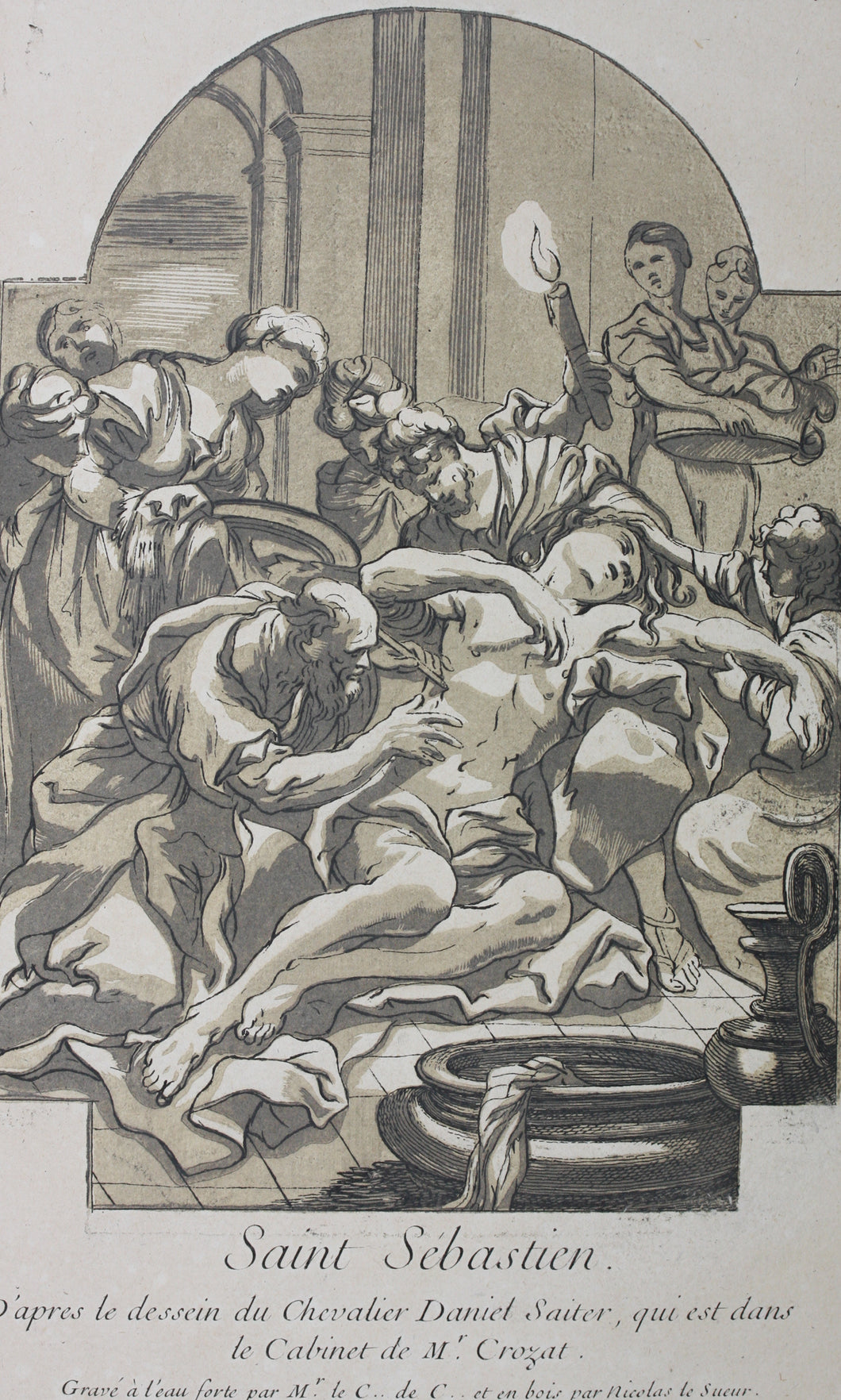 Daniel Seiter, after. Death of St Sebastian. Engraving by Anne Claude de Caylus. 1742.