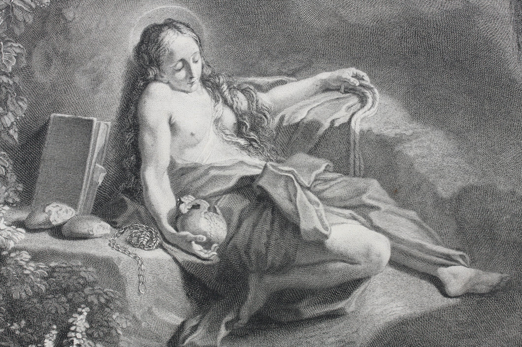 Benedetto Luti, after. Saint Magdalene penitent. Engraving by Nicolas Beauvais. 1742.