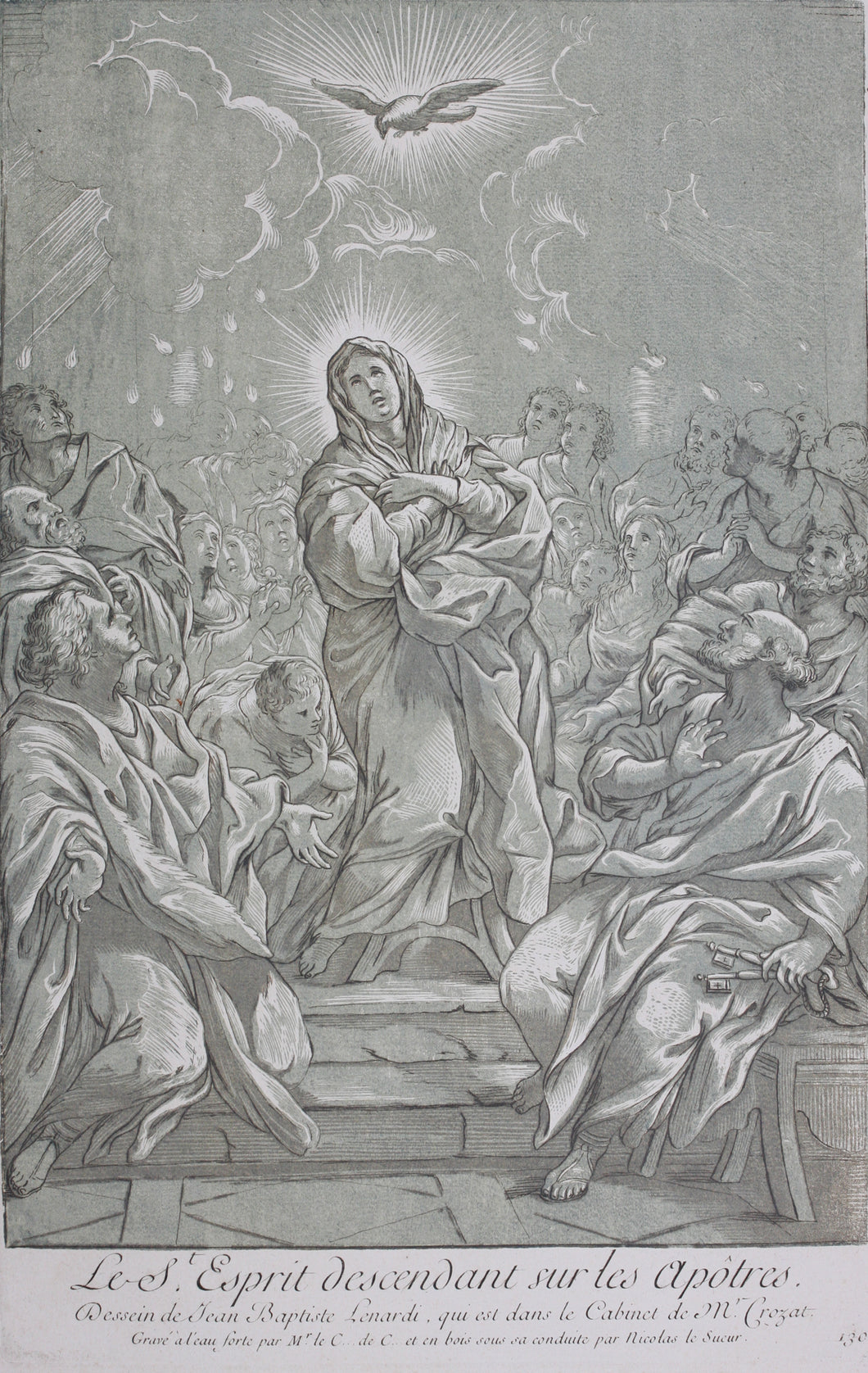 Giovanni Battista Lenardi, after. The Pentecost. Engraving by Anne Claude de Caylus. 1742.