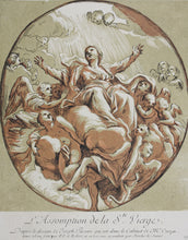 Load image into Gallery viewer, Giuseppe Passeri, after. Assumption of the Virgin. Engraving by Paul Ponce Antoine Robert de Séri. 1742.
