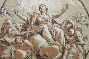 Giuseppe Passeri, after. Assumption of the Virgin. Engraving by Paul Ponce Antoine Robert de Séri. 1742.